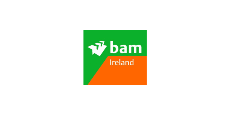 The logo of bam Ireland, a client of PJ Personnel Recruitment Agency. We help them to find staff for construction jobs.